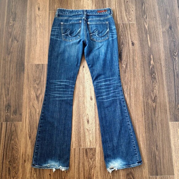 💙 Express Stella Boot Low Rise Jeans Denim Size 4R Western Cowgirl - Picture 6 of 8